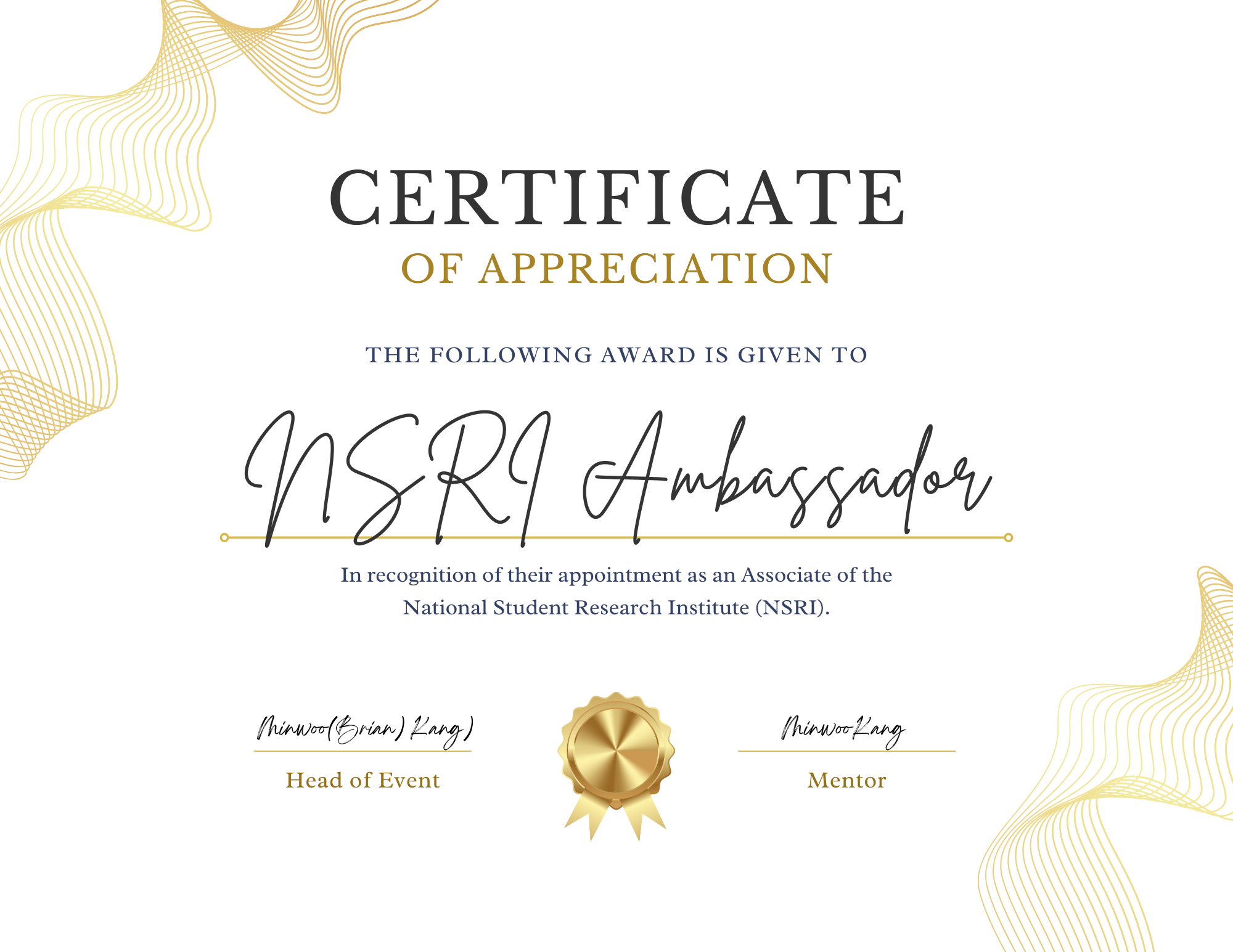 NSRI Ambassador Certificate